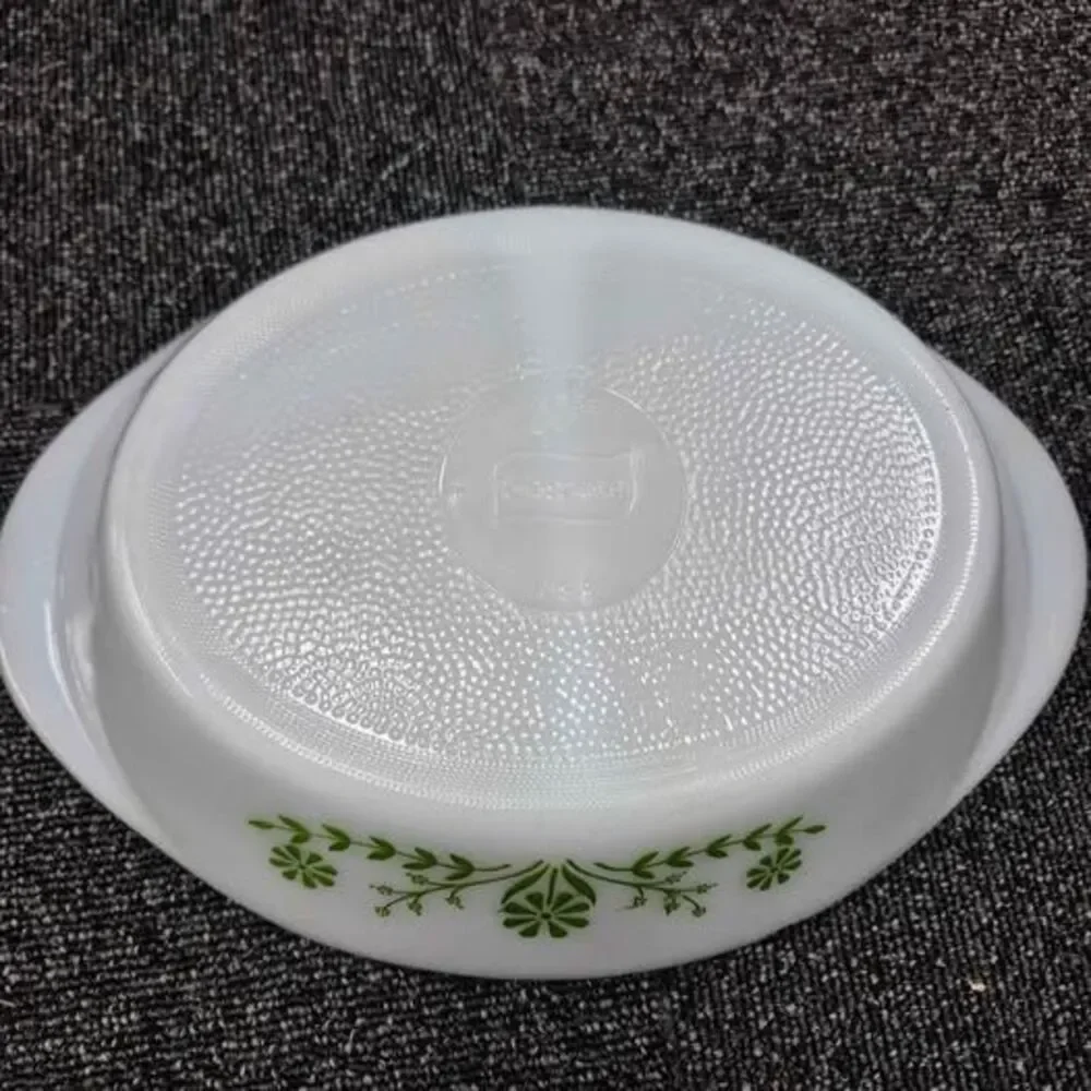 Vintage Glasbake Daisy Milk Glass Set  (2) Divided Dishes & (1) Round 2-Qt Bowl